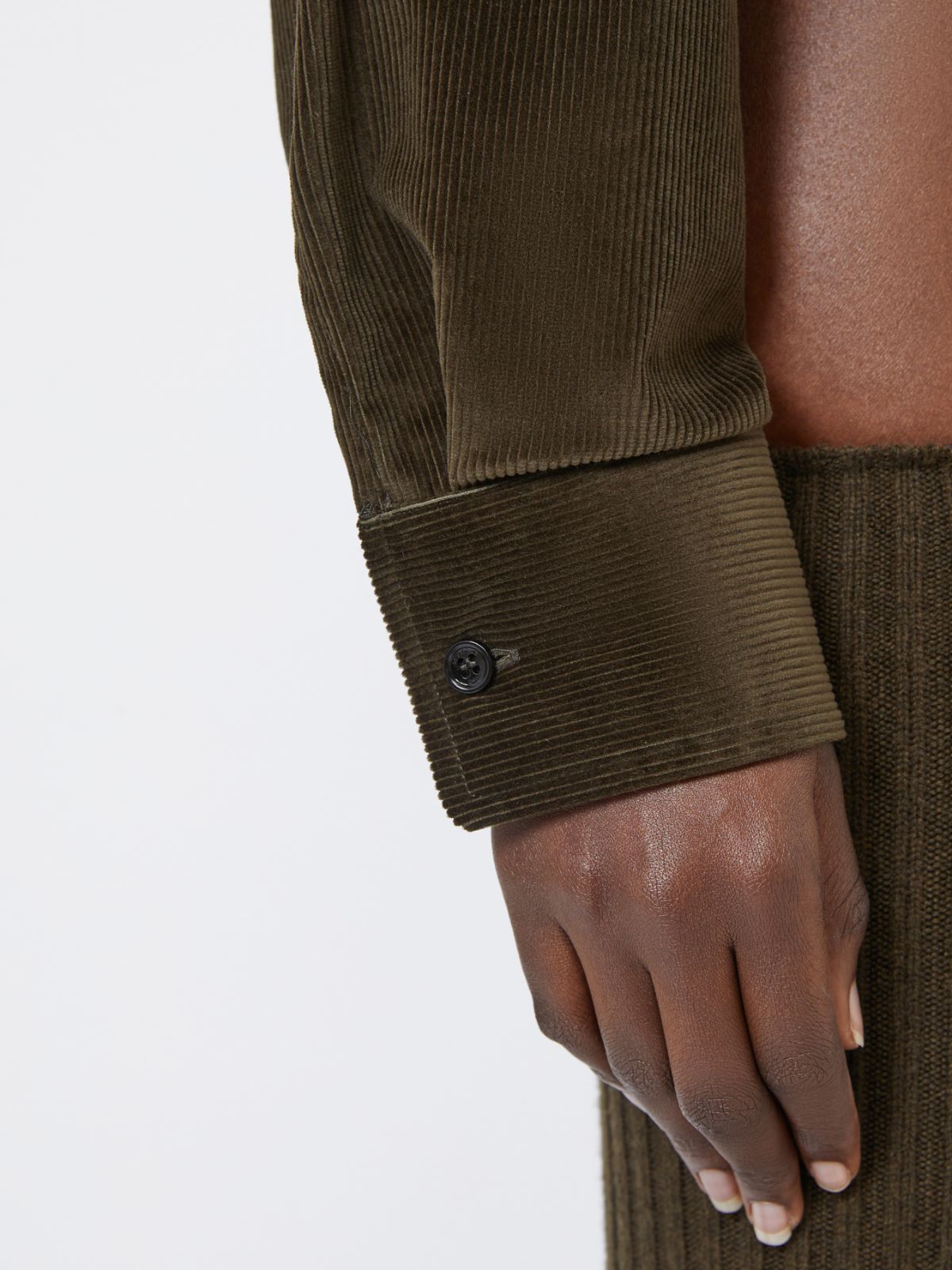 Velvet bodysuit shirt - MOSS GREEN - Max Mara - 5