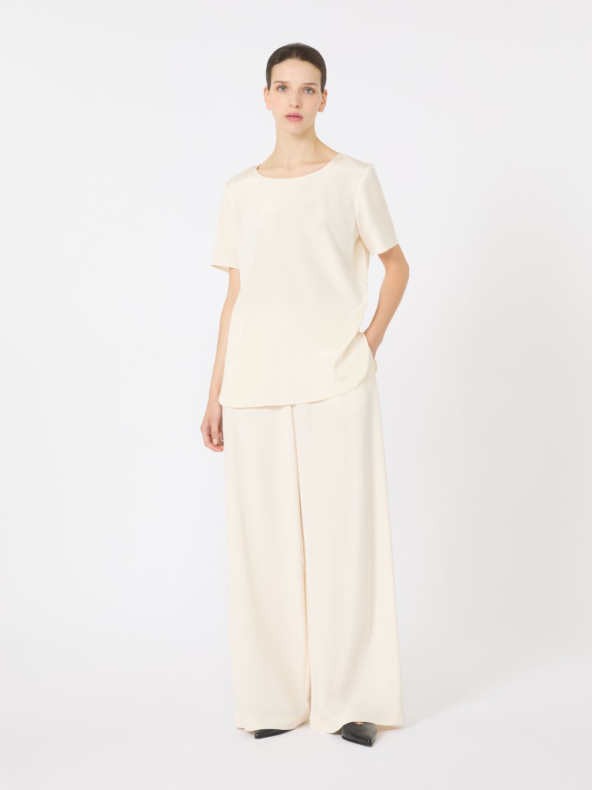 T-shirt en cady de soie - IVOIRE - Max Mara