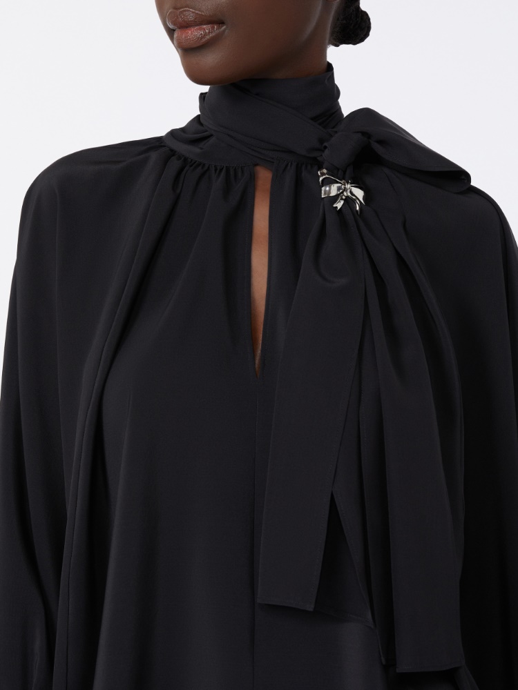 Loose, pure silk blouse, black | 