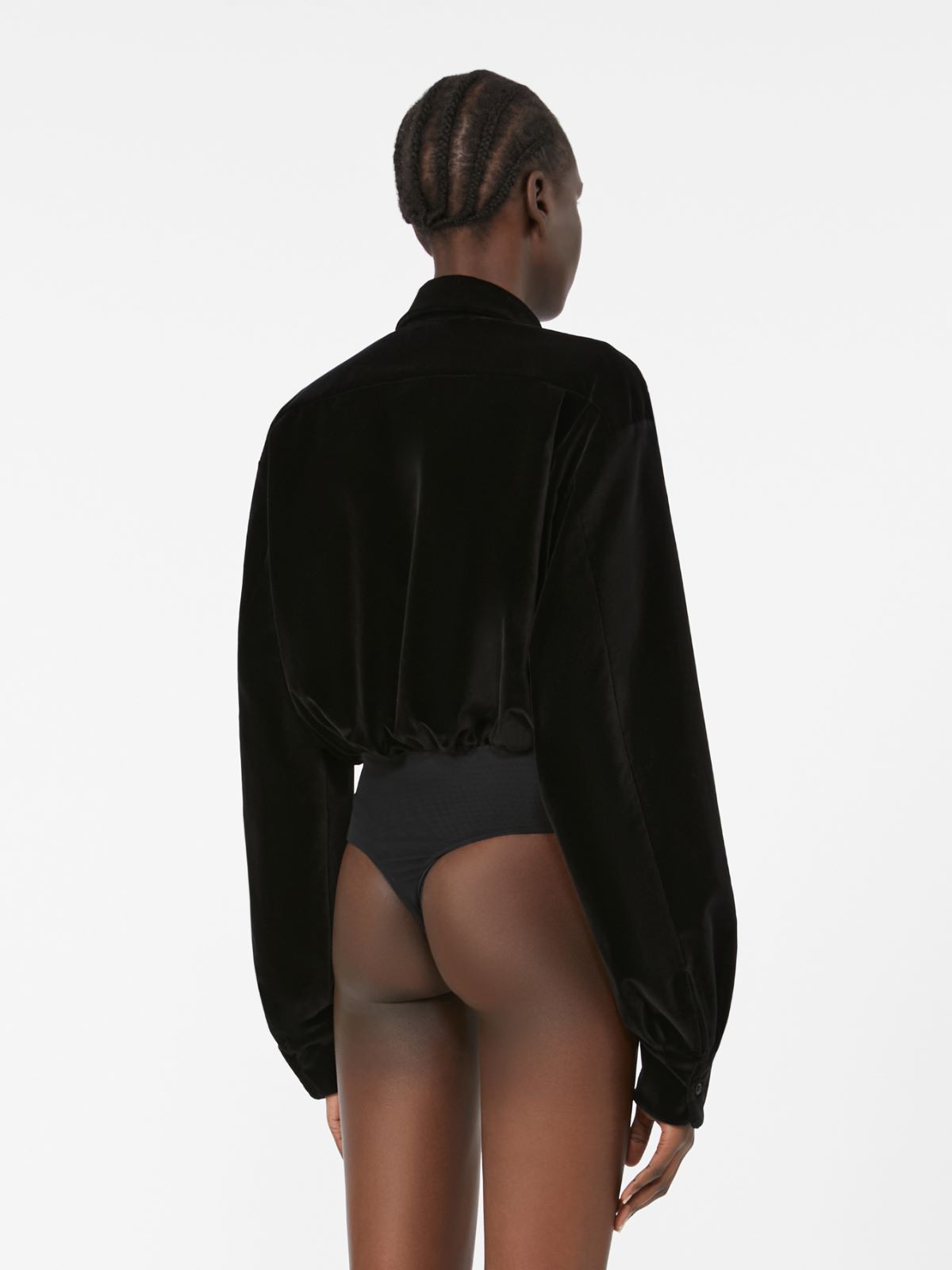 Smooth velvet bodysuit shirt - BLACK - Max Mara - 3
