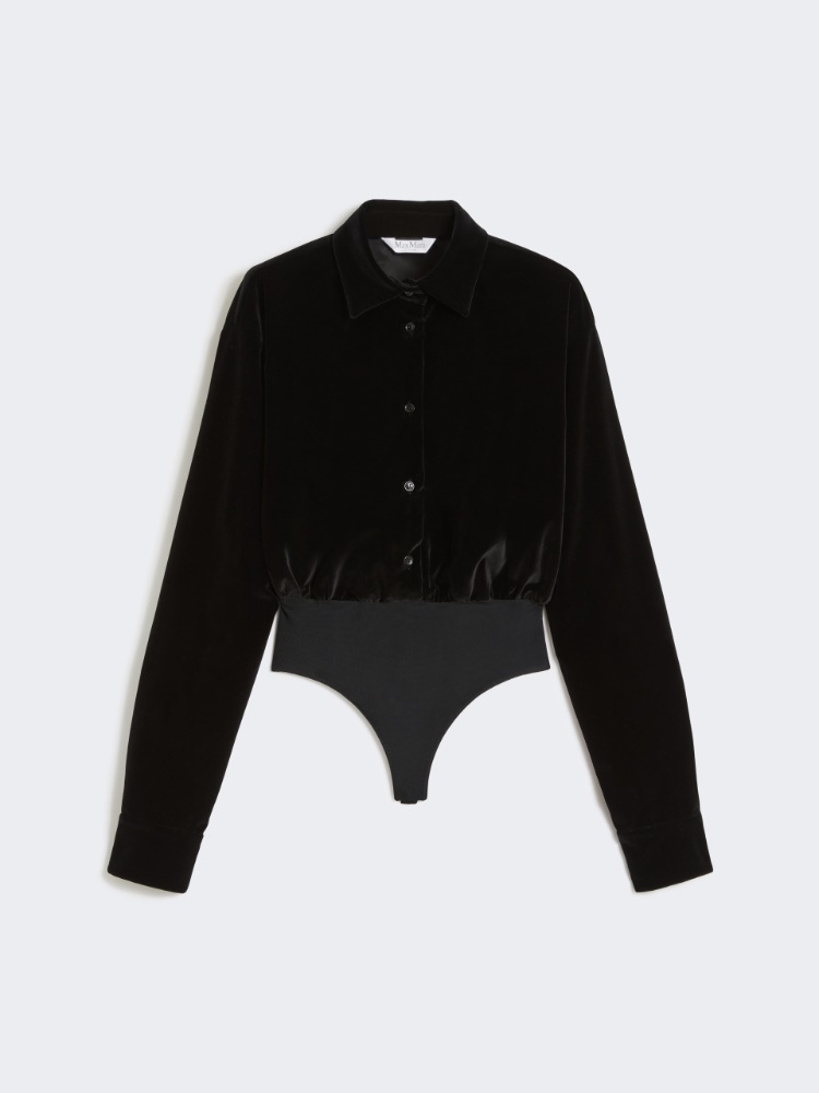 Smooth velvet bodysuit shirt - BLACK - Max Mara
