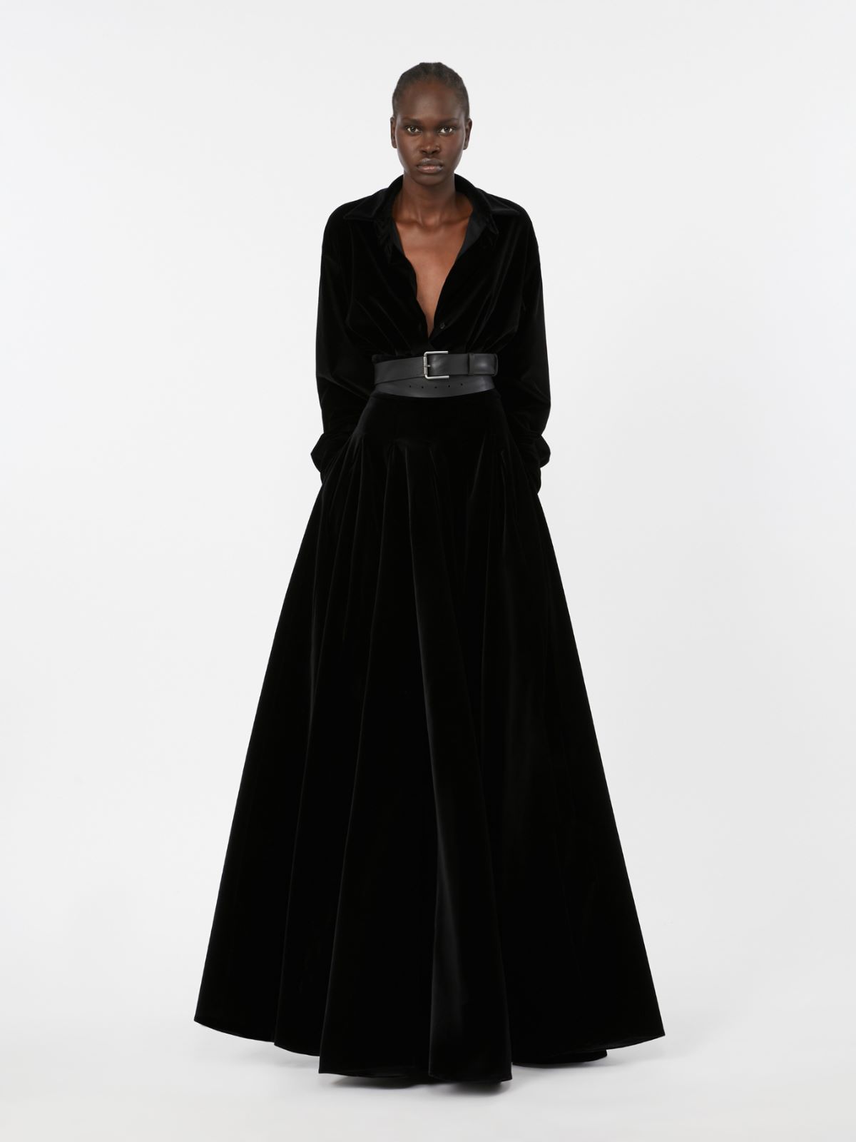Smooth velvet bodysuit shirt - BLACK - Max Mara
