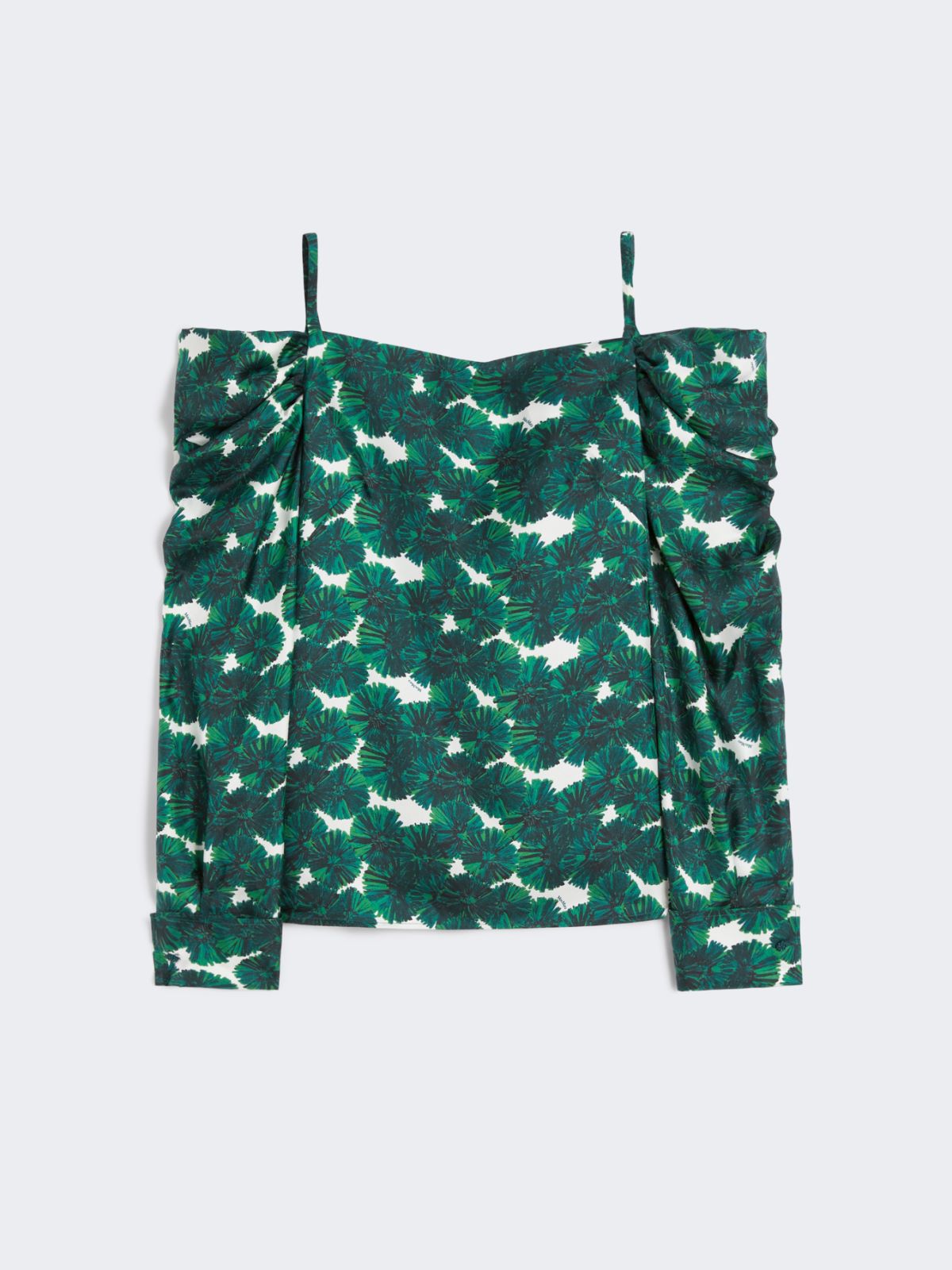 Printed silk off-the-shoulder blouse - EMERALD - Max Mara - 10