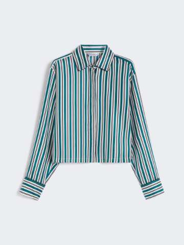 Tシャツ・カットソー S Max Mara MAYA PRINTED SILKTWILL STRIPES SHIRT Maya striped silk shirt in beige - S Max Mara | Mytheresa