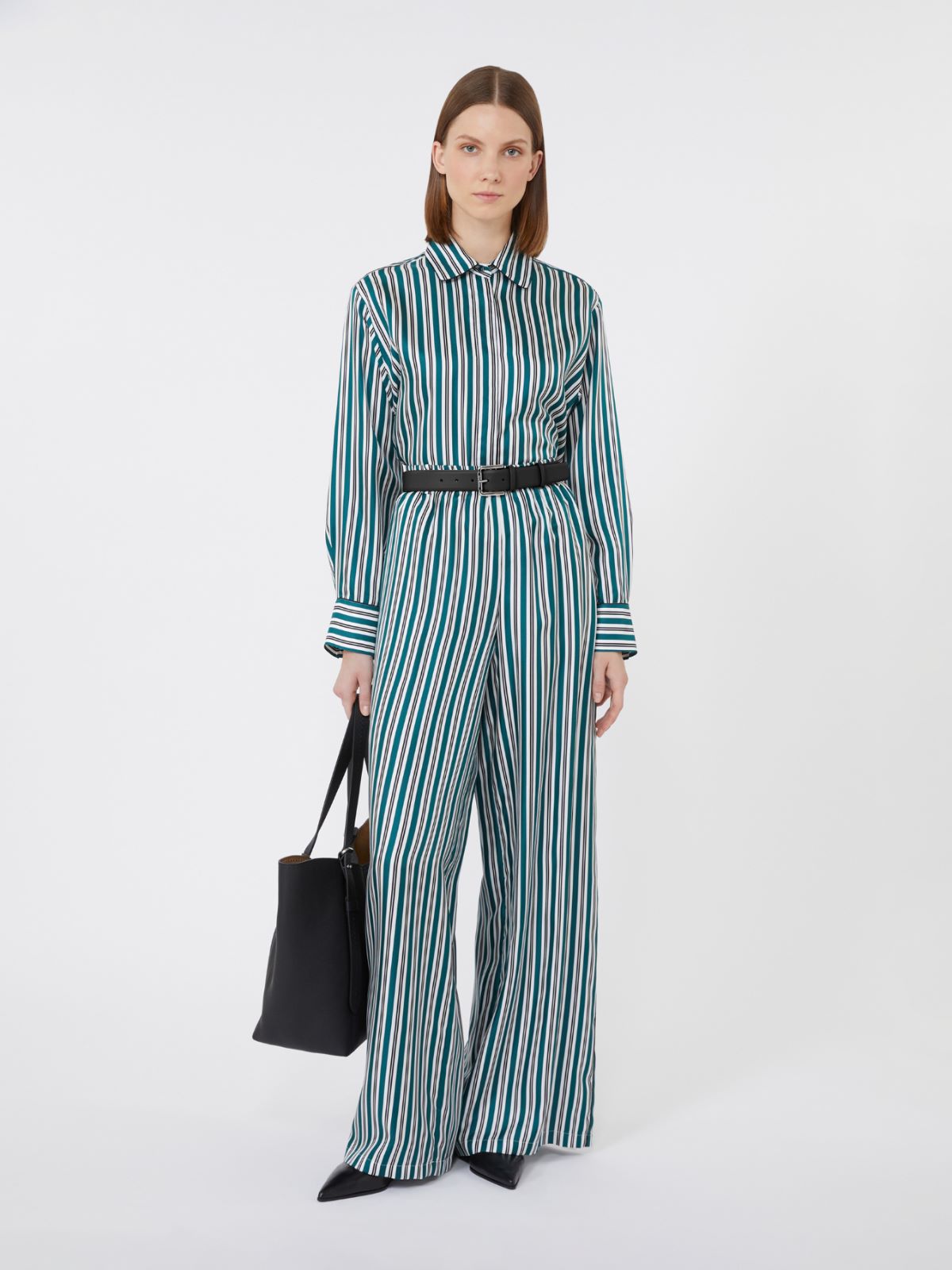 Printed silk cropped shirt - DARK GREEN - Max Mara
