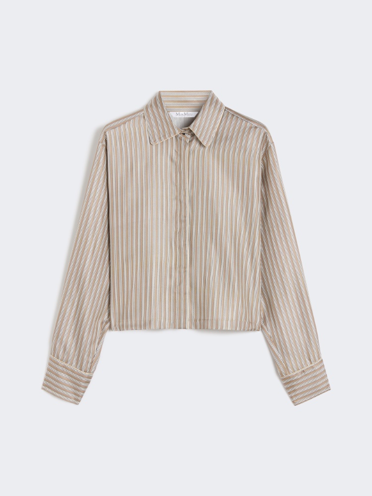 Printed silk cropped shirt - HAZELNUT BROWN - Max Mara