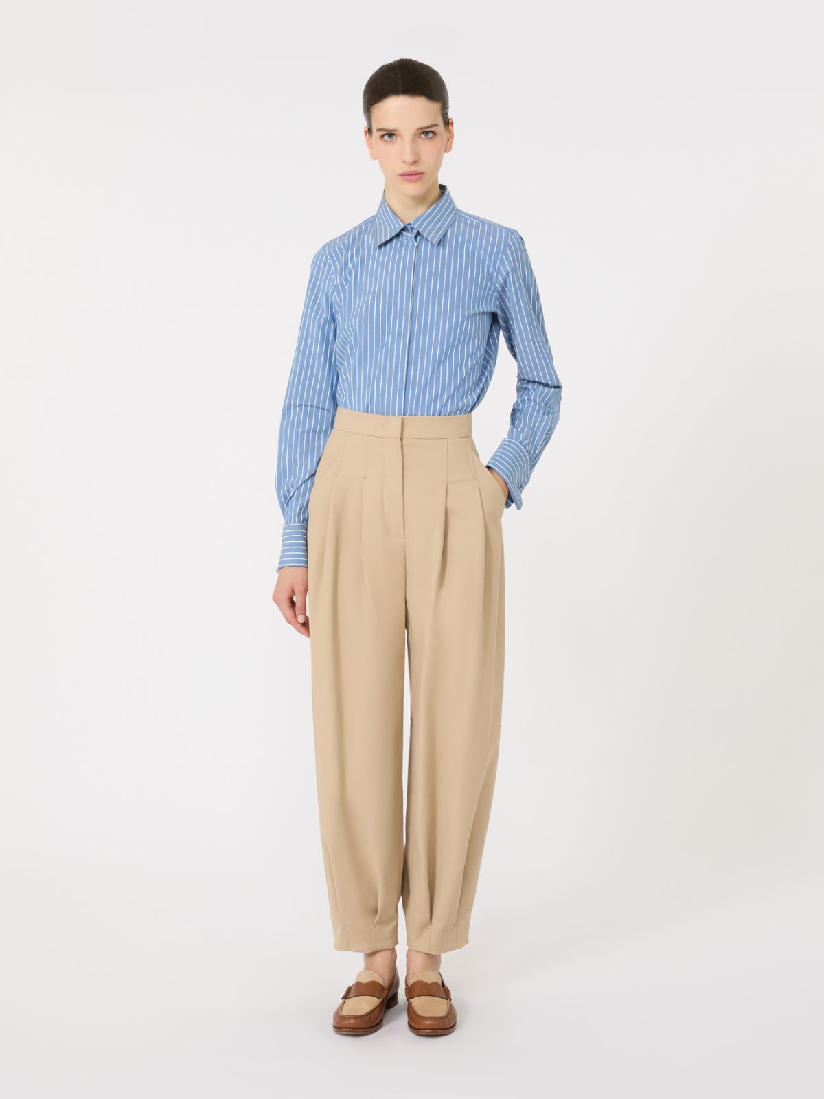 Men’s-style cotton shirt - LIGHT BLUE - Max Mara