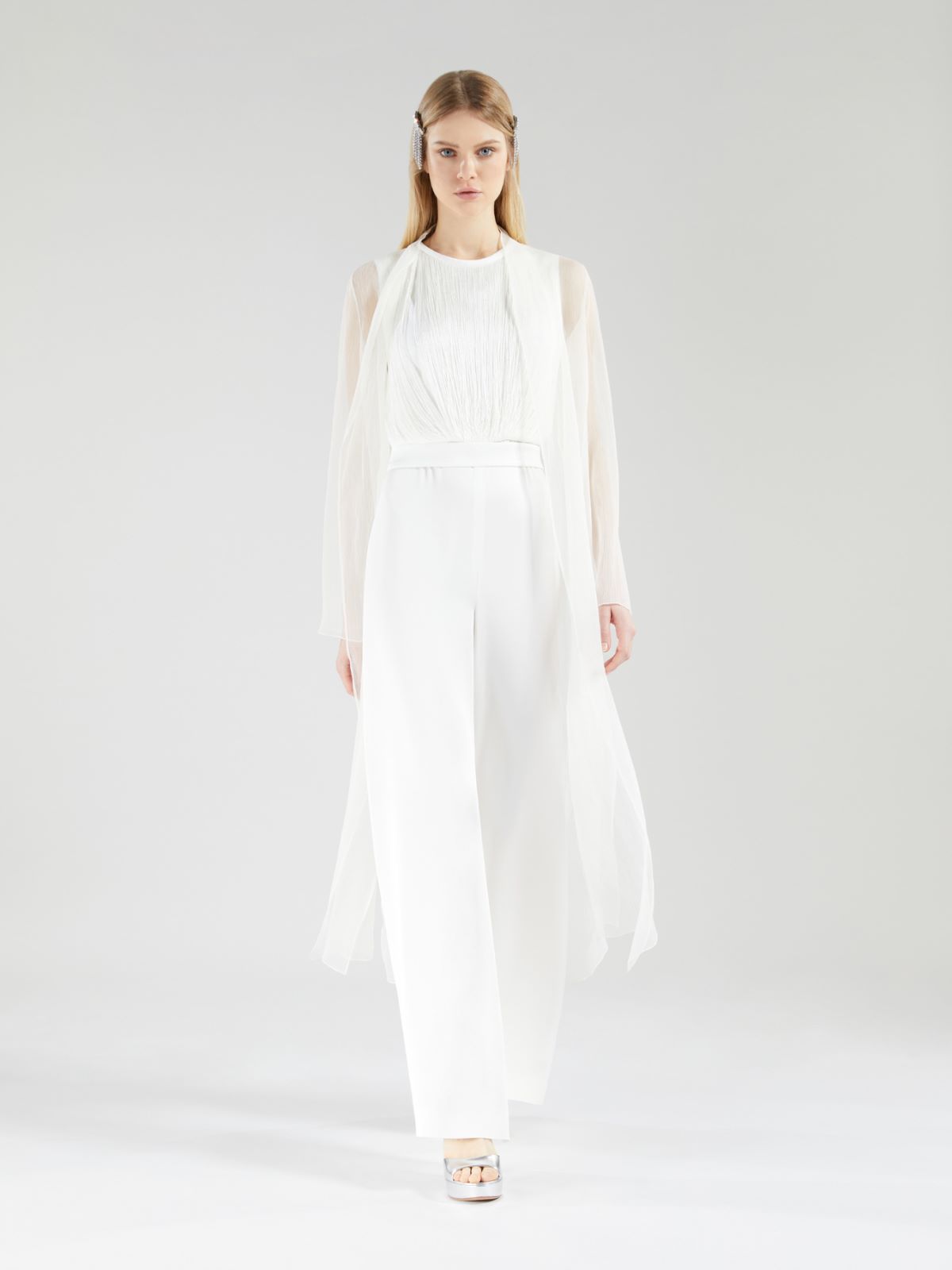 Silk crepon duster coat - WHITE - Max Mara - 8