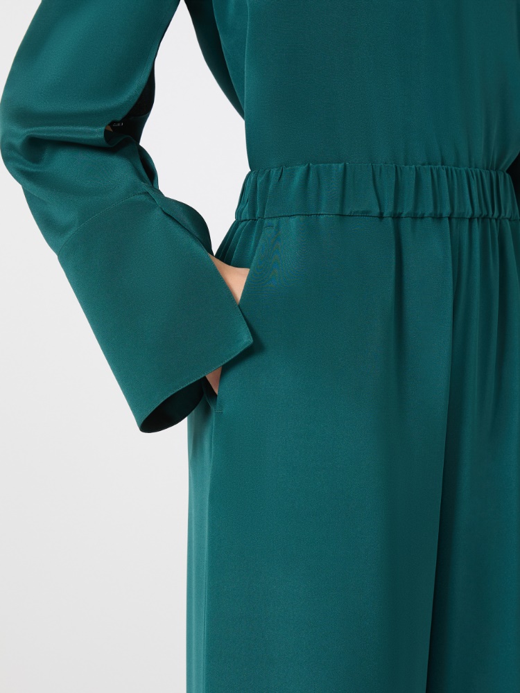 パンツ Max Mara BONN COMFORT TROUSERS IN CREPE DE CHINE STRETCH Comfortable trousers in stretch crêpe de Chine, dark green