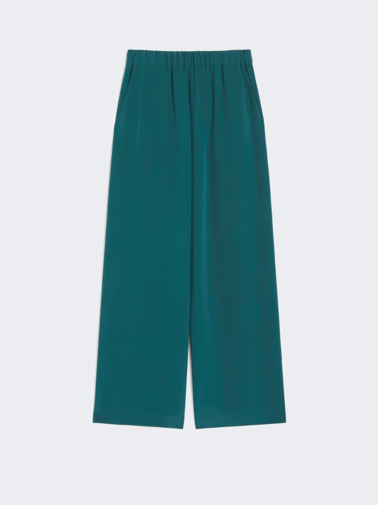 パンツ Max Mara BONN COMFORT TROUSERS IN CREPE DE CHINE STRETCH Comfortable trousers in stretch crêpe de Chine, dark green