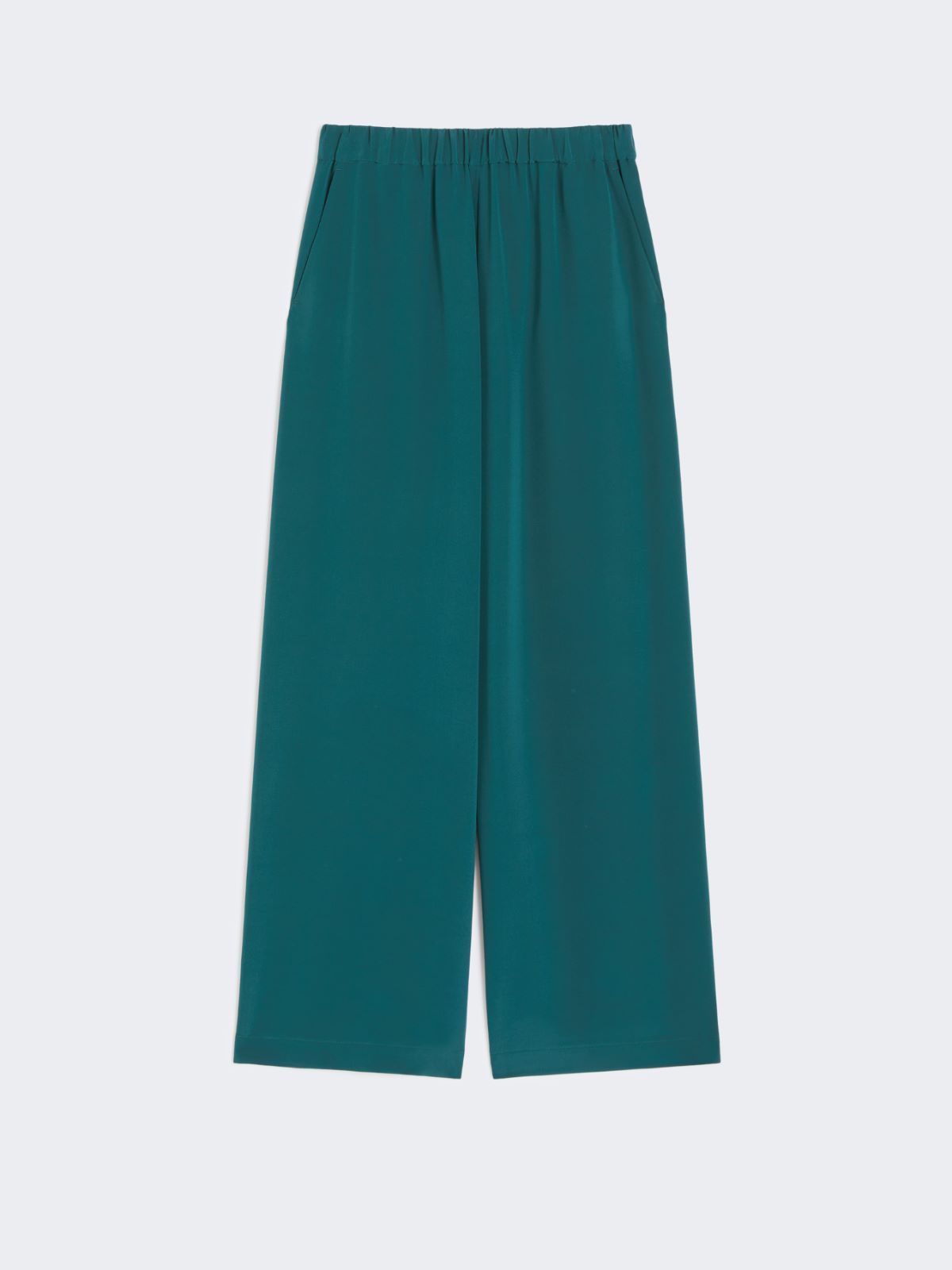 Comfortable trousers in stretch crêpe de Chine - DARK GREEN - Max Mara - 9