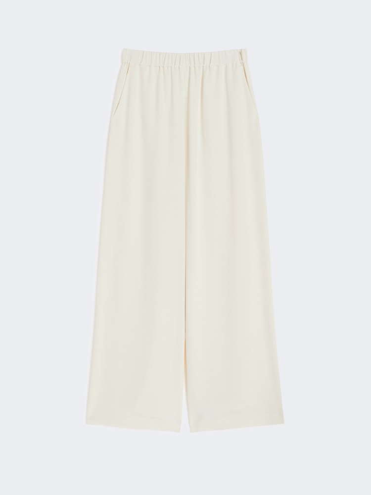 Comfortable trousers in stretch crêpe de Chine, ivory