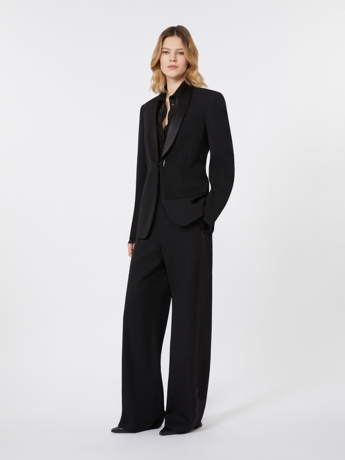 Gabardine wool trousers - BLACK - Max Mara