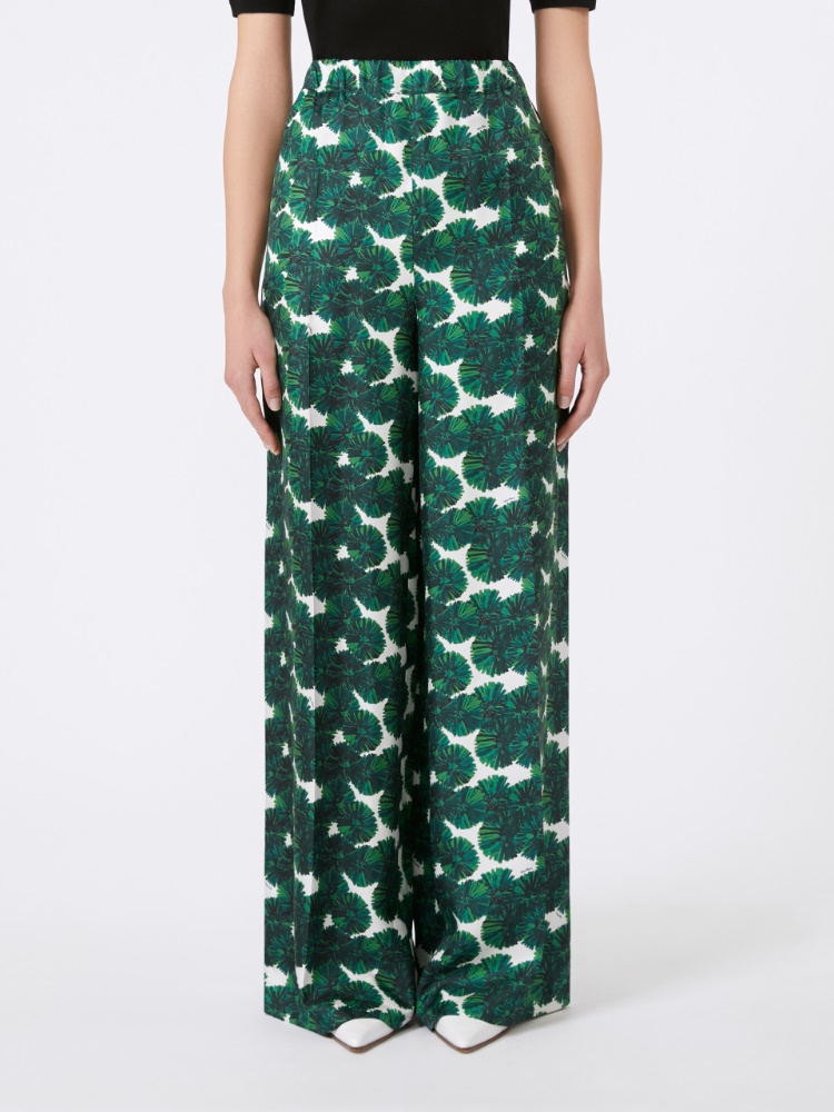 23SS新作【MaxMara】Printed silk cropped trousers シルク Printed silk cropped trousers, midnightblue | 