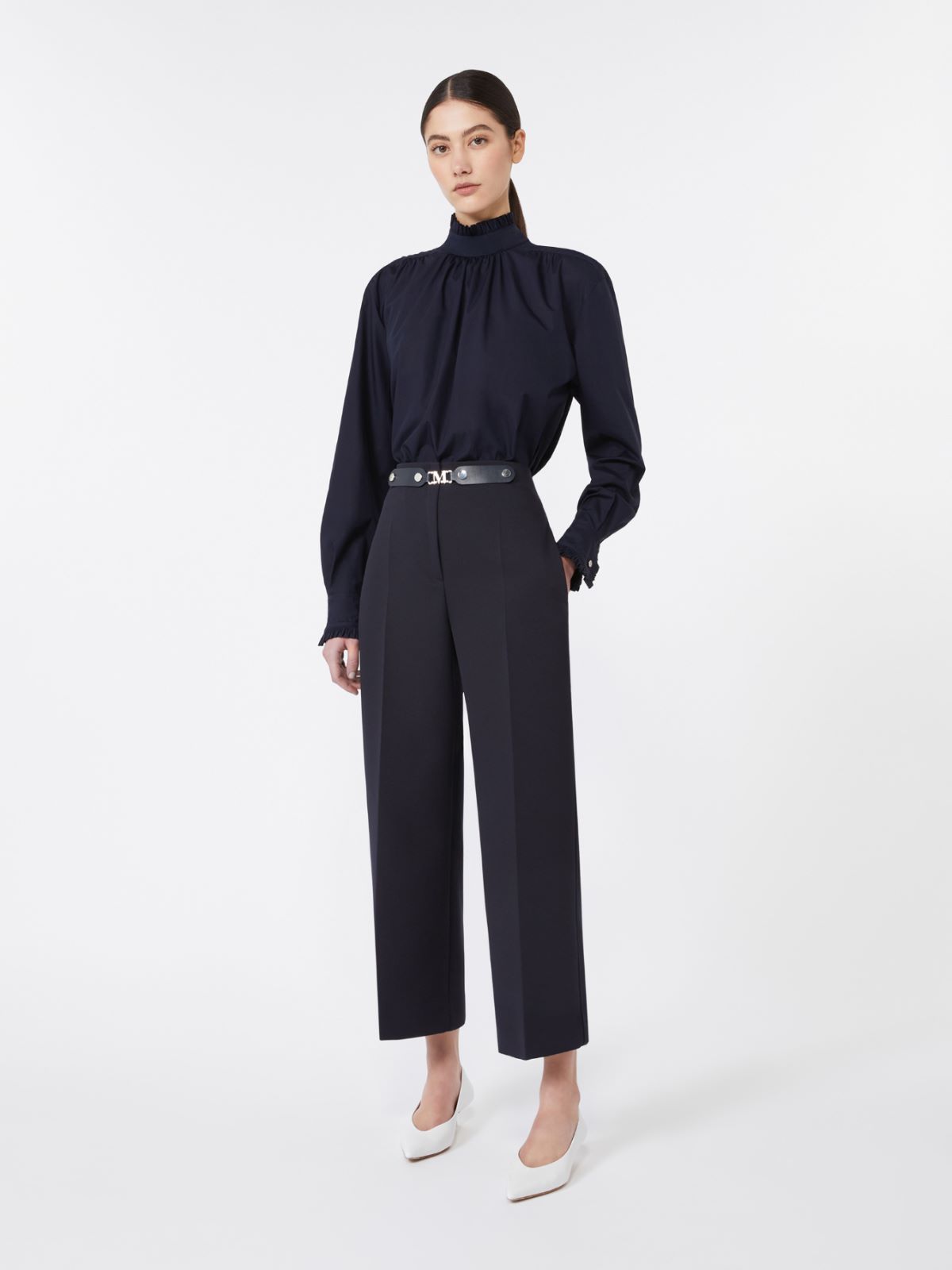 Washed fabric cropped trousers - ULTRAMARINE - Max Mara