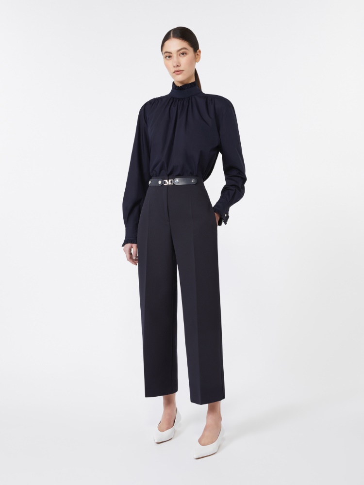 Pantalon raccourci en tissu lavé - BLEU MARINE - Max Mara - 2