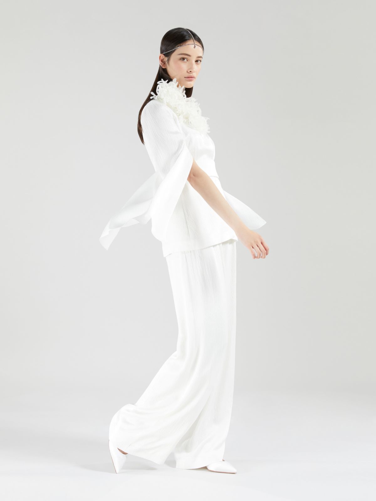 Satin trousers with pleats - WHITE - Max Mara - 9