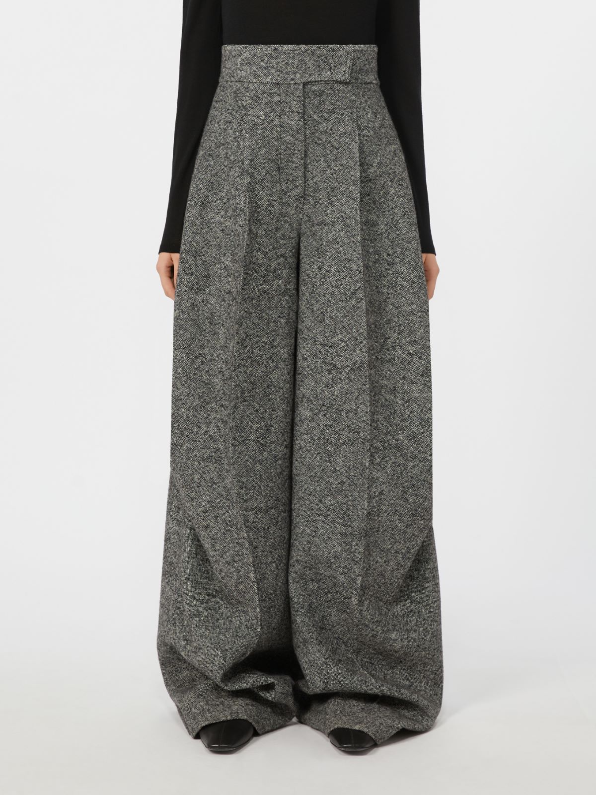 Wool and silk tweed trousers - WHITE BLACK - Max Mara - 2