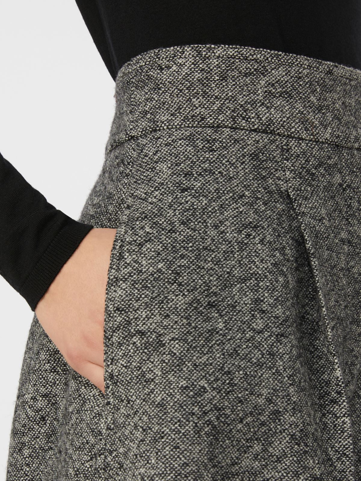 Wool and silk tweed trousers - WHITE BLACK - Max Mara - 4