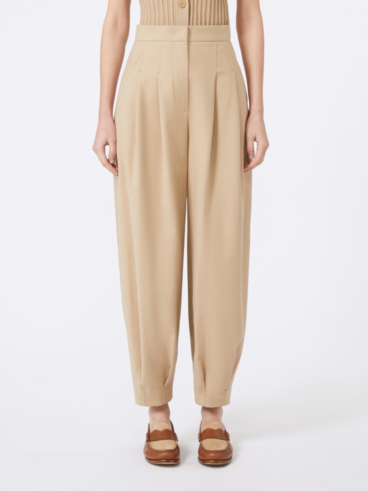 パンツ MAX MARA COTTON BLEND TROUSERS Cotton canvas trousers, sand |