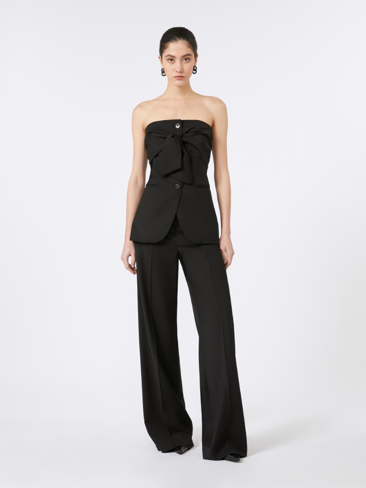 Straight-fit light wool trousers - BLACK - Max Mara