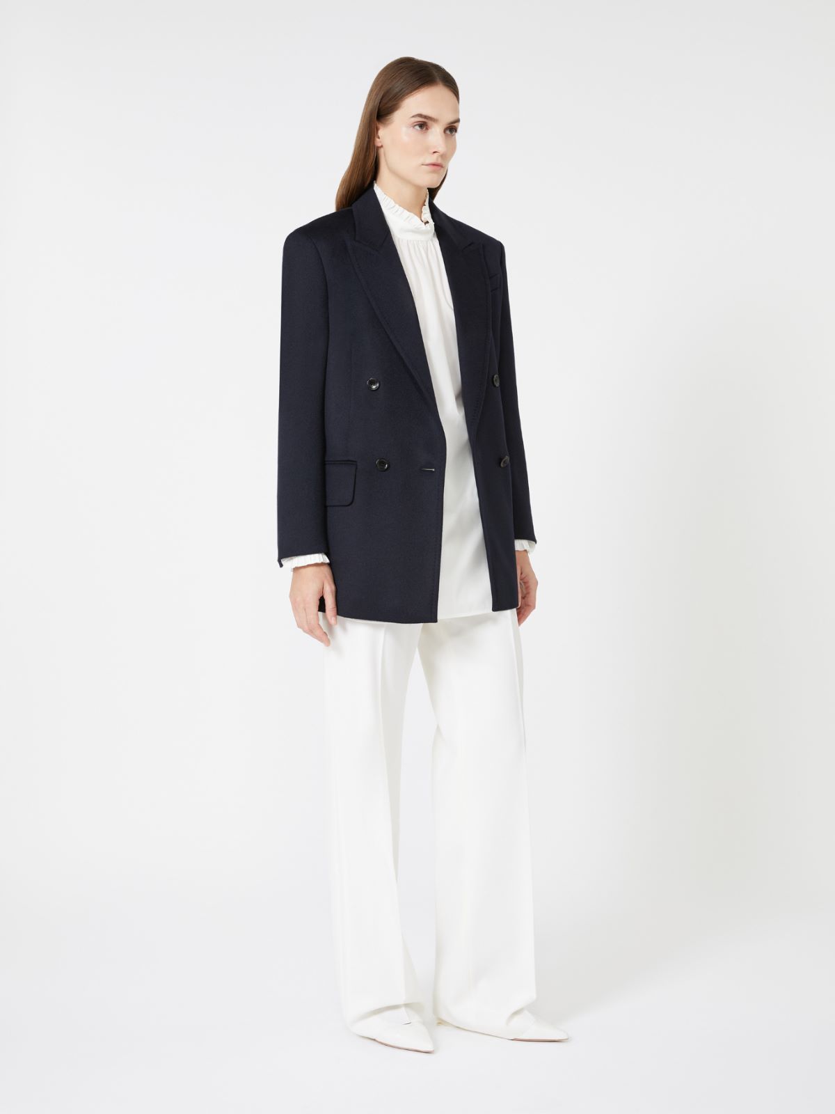 Gerade geschnittene Hose aus Wollgabardine - WEISS - Max Mara