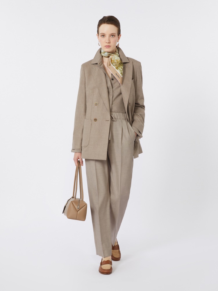 Kaszmirowe spodnie z troczkiem - BEŻOWY GOŁĘBI - Max Mara - 2
