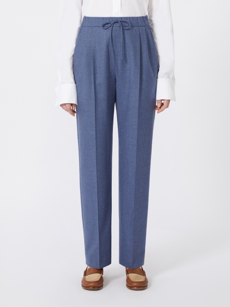 ◆25FW◆関送込【MAX MARA】GATTI*カシミヤ*ストレッチパンツ Cashmere drawstring trousers, blue jeans | 