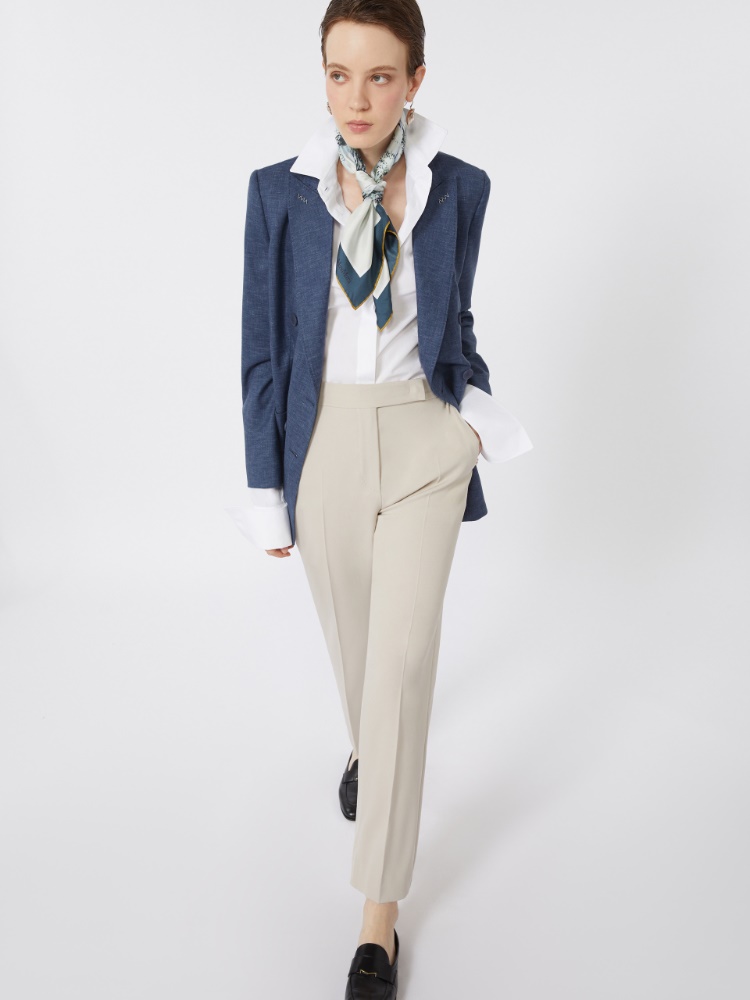 Wool granite trousers - IVORY - Max Mara