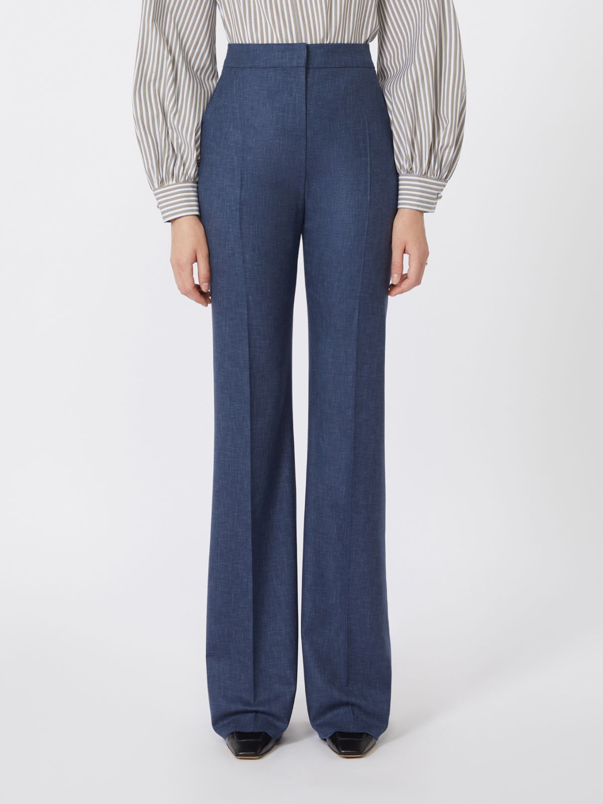 Flared trousers in stretch wool - NAVY - Max Mara - 2