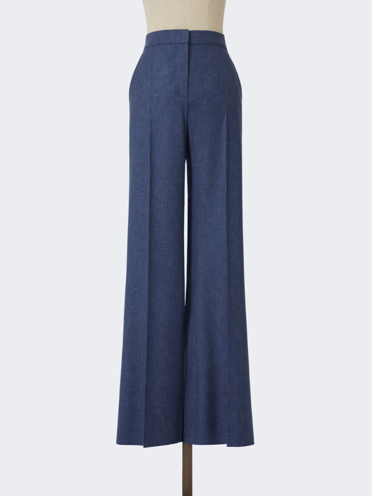 [ボエム] ヴァージン ウール フレア パンツ - NAVY - Max Mara