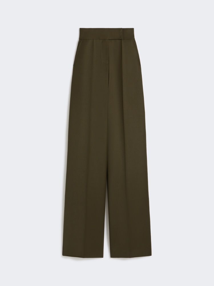 Wool wide-leg trousers - MOSS GREEN - Max Mara