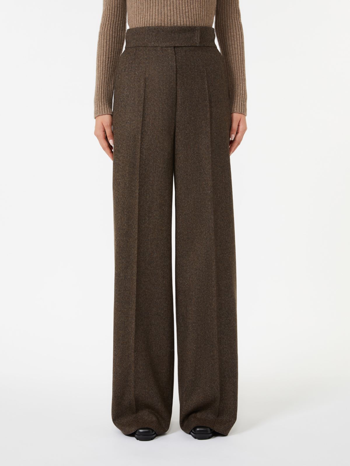 Pantalon large en flanelle de laine - BRUN - Max Mara - 2