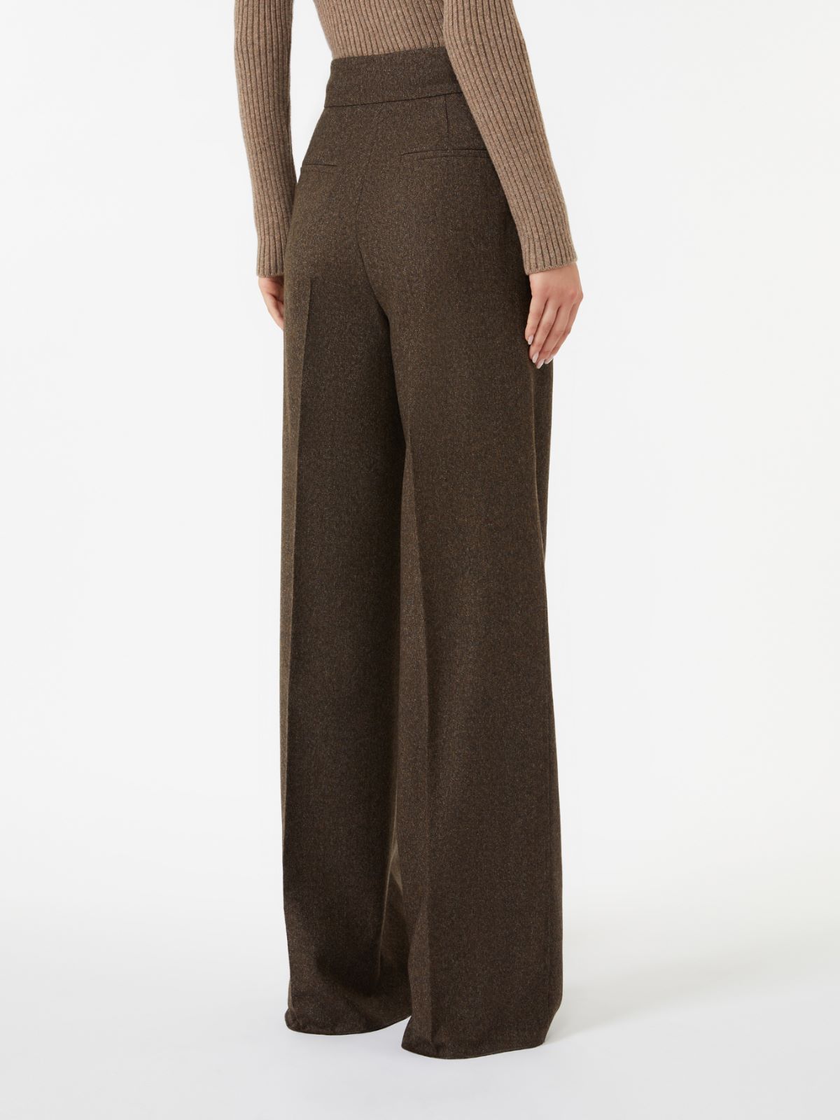 Pantalon large en flanelle de laine - BRUN - Max Mara - 3