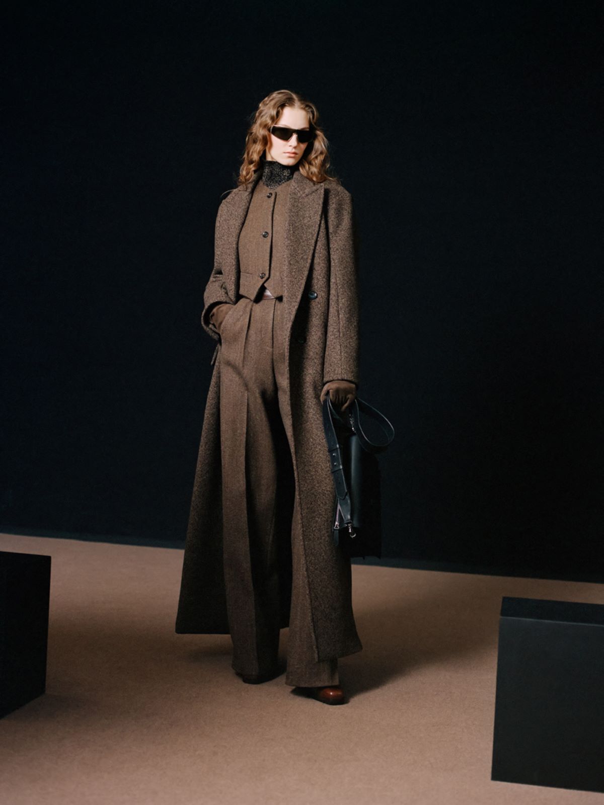 Wool flannel wide-leg trousers - BROWN - Max Mara
