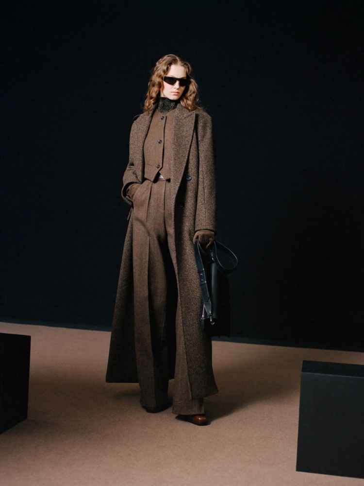 Wool flannel wide-leg trousers + BROWN - Max Mara