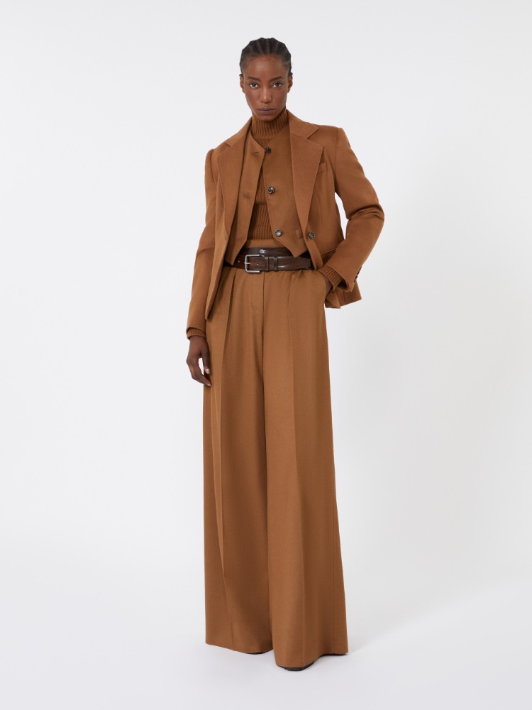 Pantalon large en chameau - CUIR DE VACHE - Max Mara