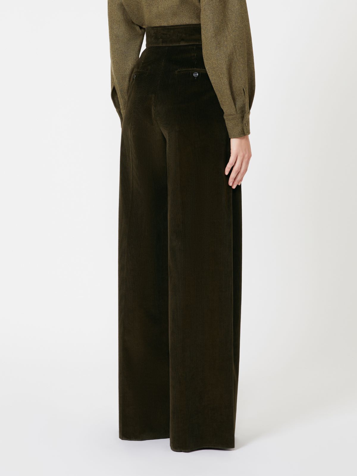 Pantalón de pernera ancha en terciopelo - VERDE MUSGO - Max Mara - 3
