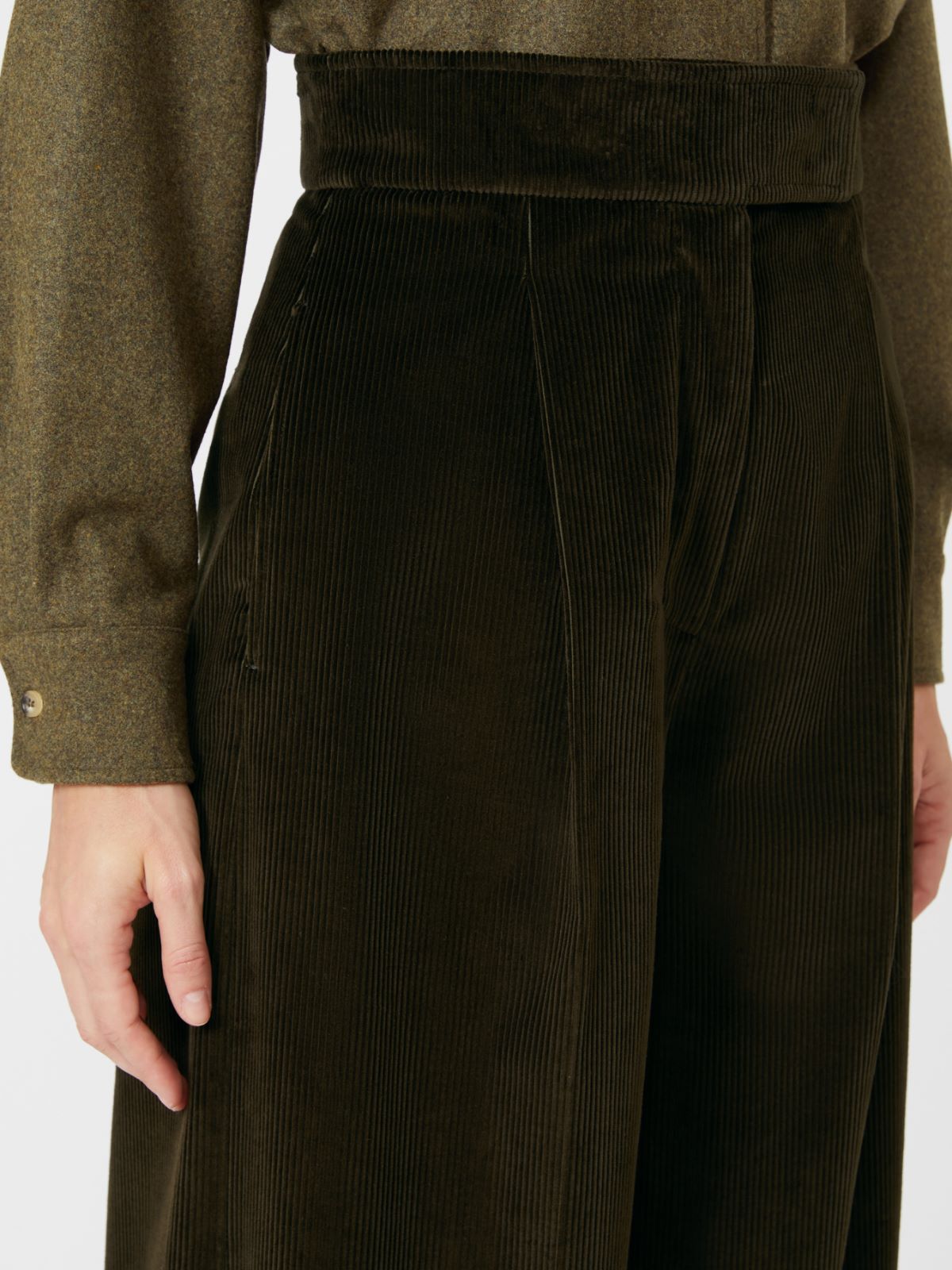 Pantalón de pernera ancha en terciopelo - VERDE MUSGO - Max Mara - 4