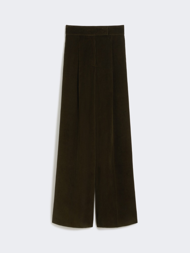 Wide-leg corduroy trousers - MOSS GREEN - Max Mara