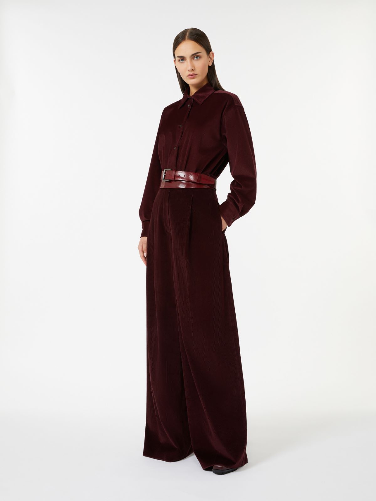 Wide-leg corduroy trousers - CHERRY - Max Mara - 9