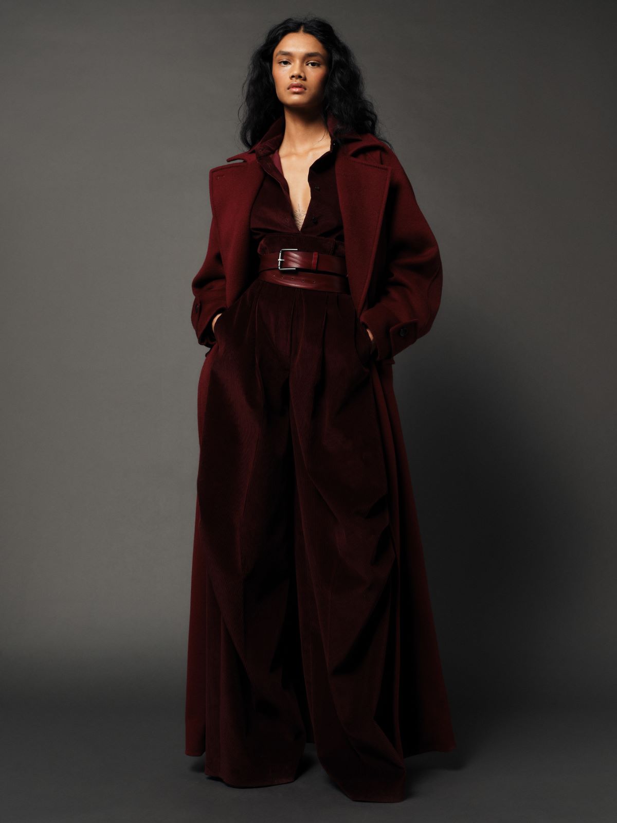 Wide-leg corduroy trousers - CHERRY - Max Mara