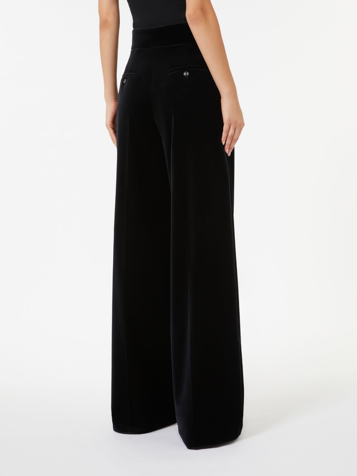 Sateen velvet trousers - BLACK - Max Mara - 3