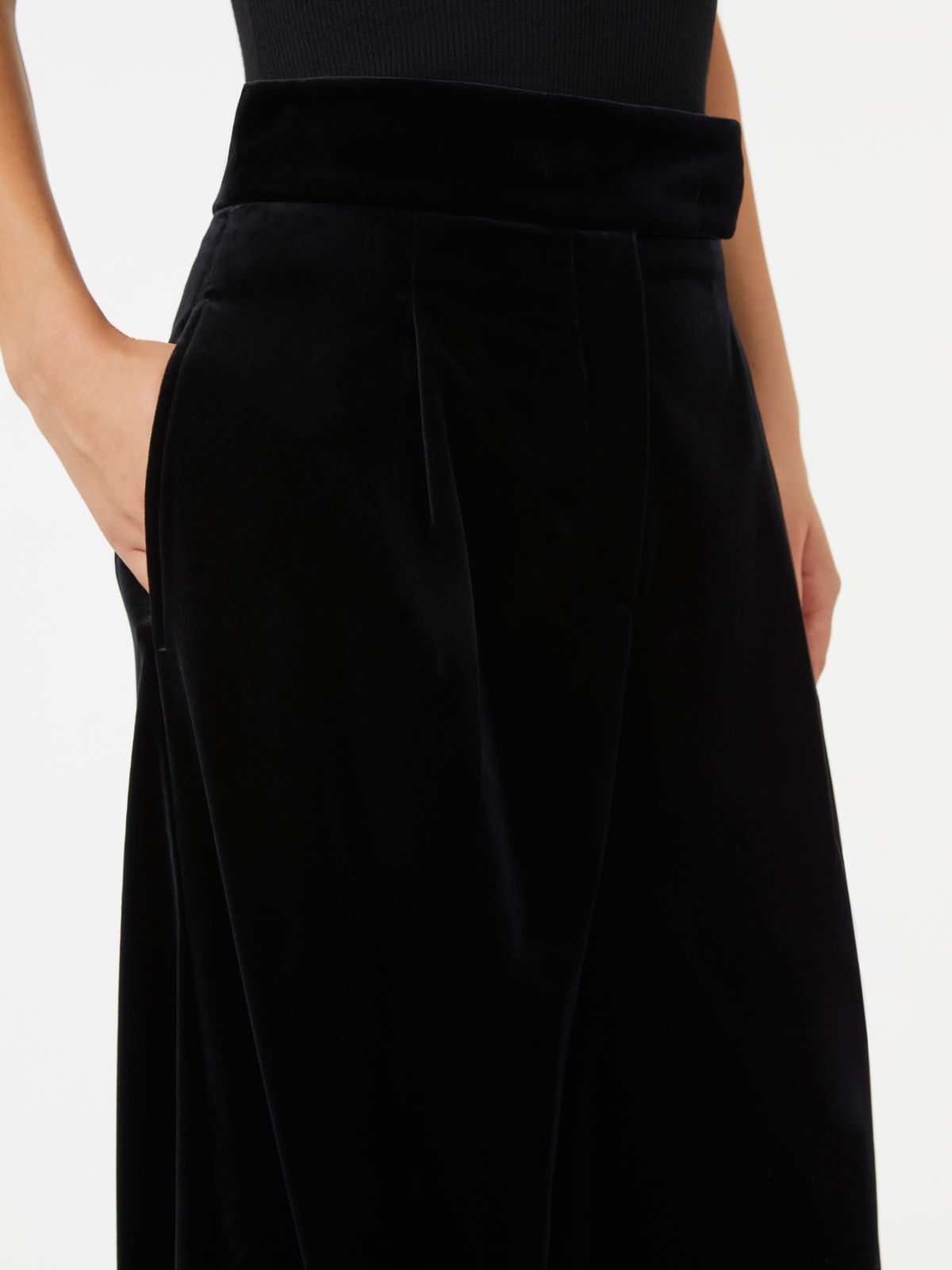 Sateen velvet trousers - BLACK - Max Mara - 4