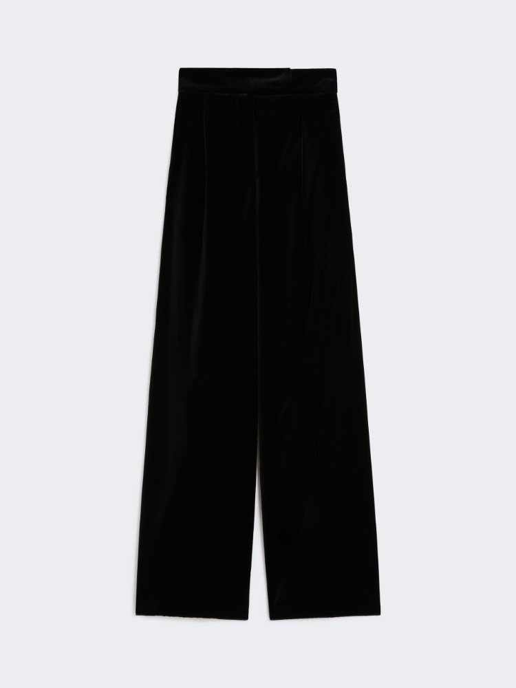 Sateen velvet trousers - BLACK - Max Mara