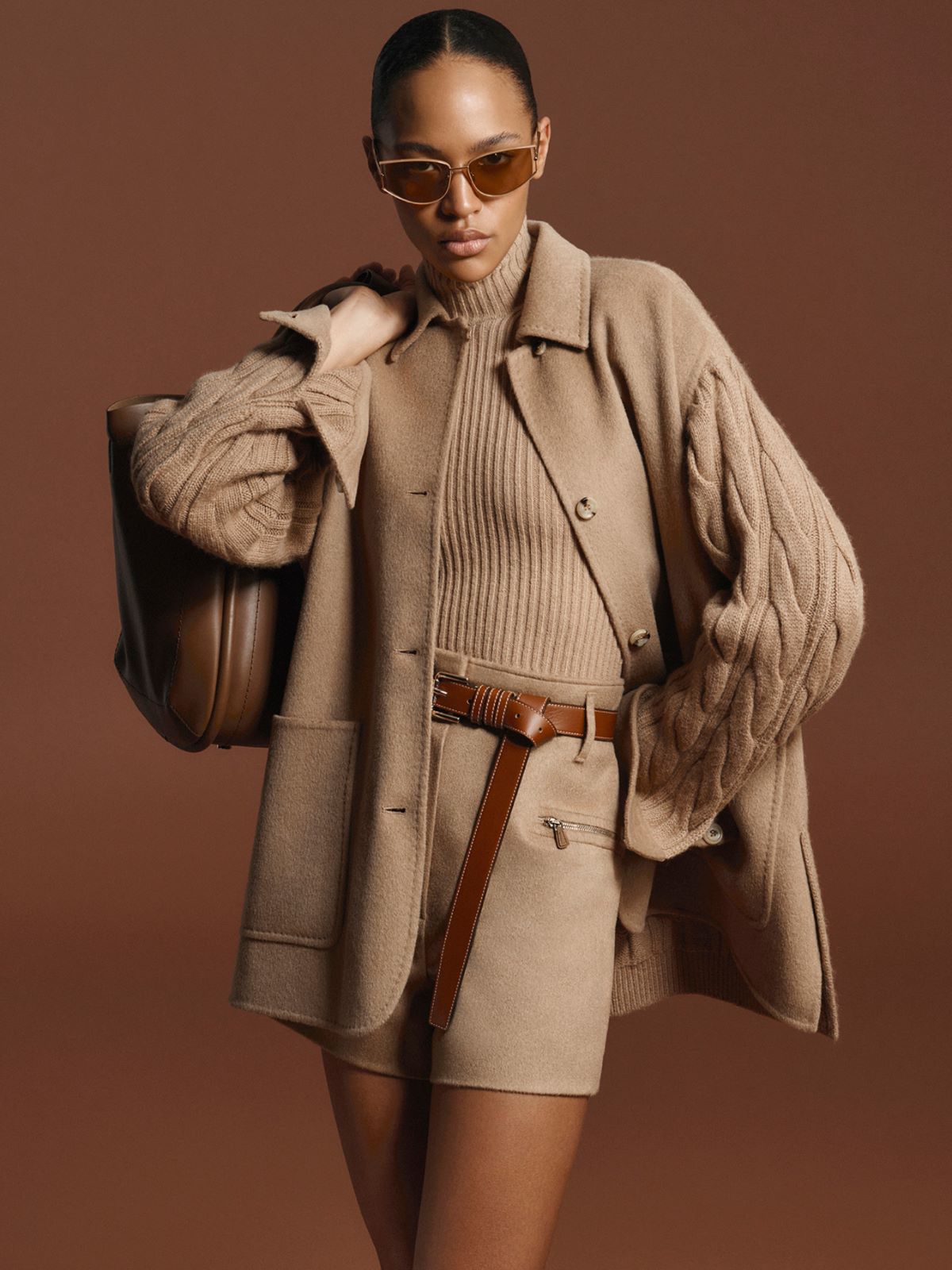 マフラー・ストール Max Mara FW24 JACQUARD CAMEL STOLE (2424546302600 254001) ZENA2424546082600_003-