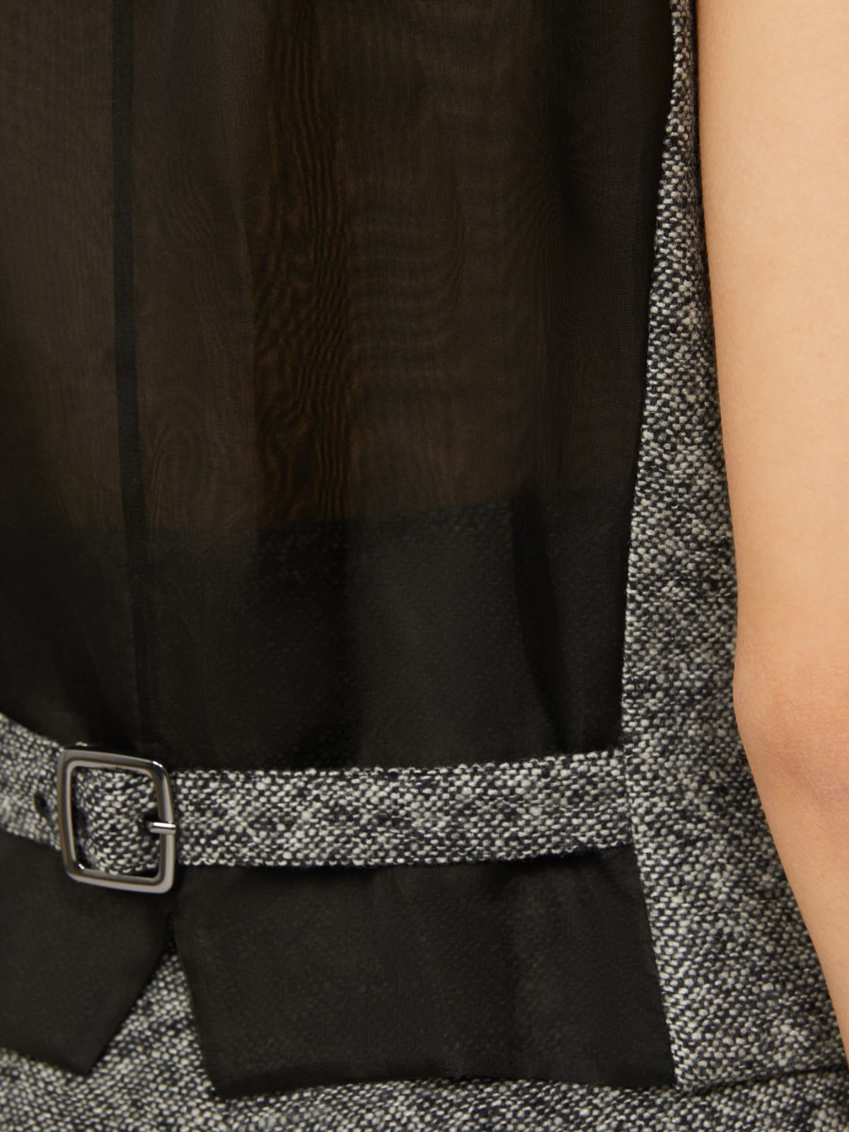Wool and silk tweed gilet - WHITE BLACK - Max Mara - 4