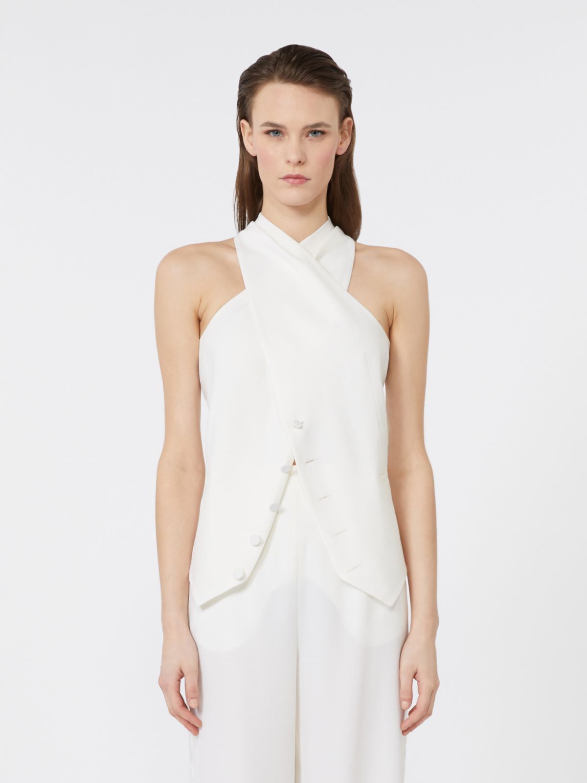 Wool gabardine and satin vest - WHITE - Max Mara - 2