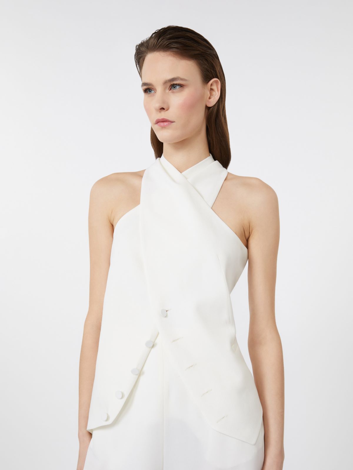 Wool gabardine and satin vest - WHITE - Max Mara - 4