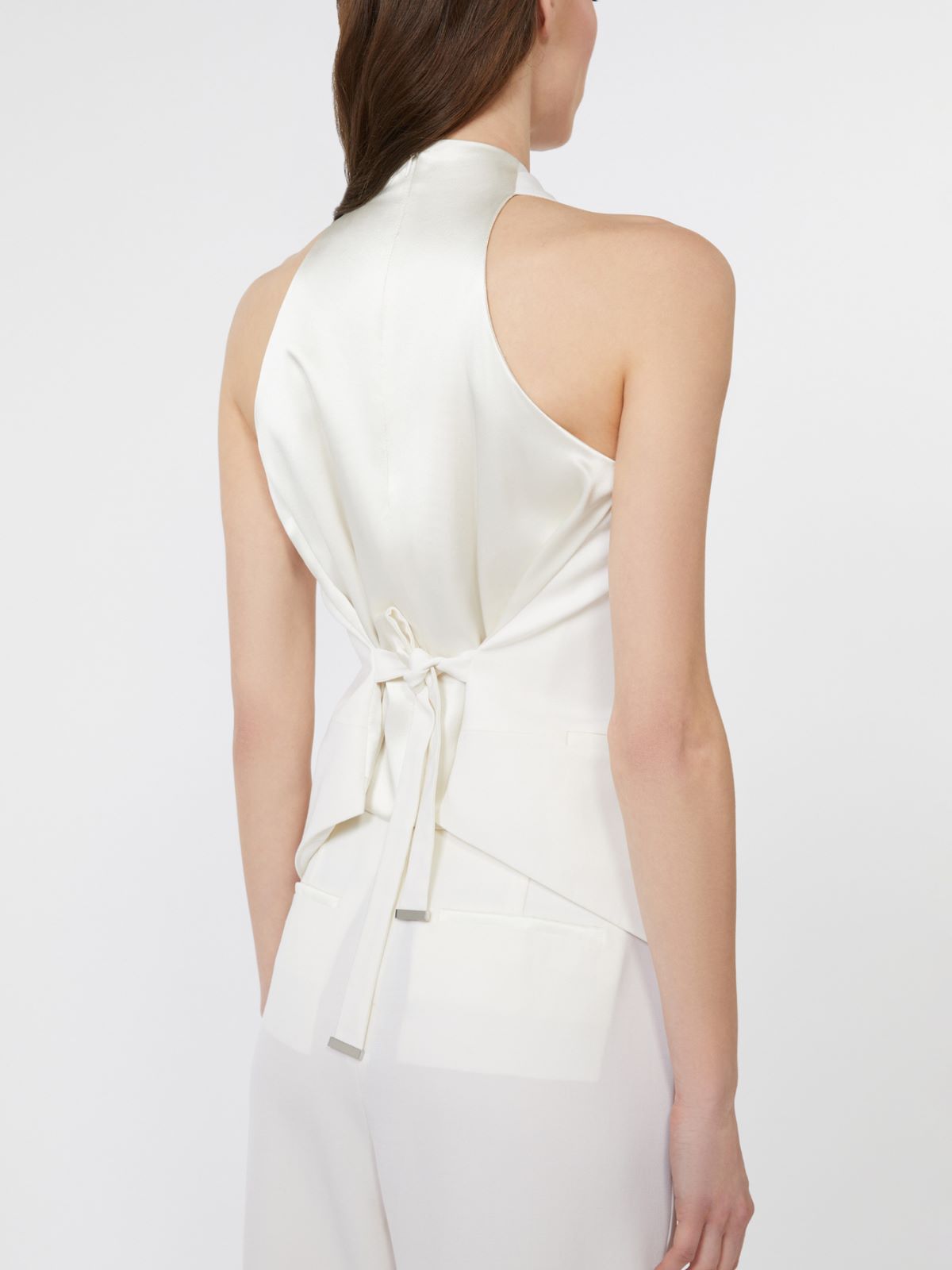 Wool gabardine and satin vest - WHITE - Max Mara - 5
